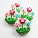 Flowers Garden -set Of 4 Polymer Clay Buttons..