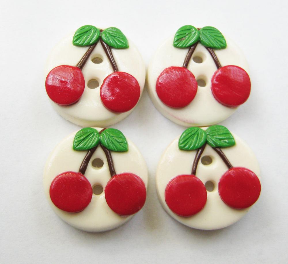 Cherry Set Of 4 Polymer Clay Buttons On Luulla